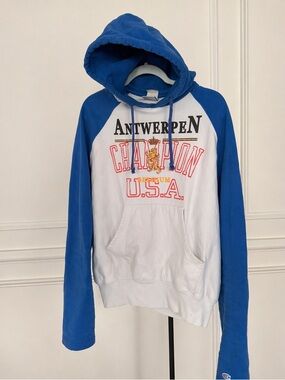 Vetements x Champion Antwerpen Hoodie SS17 Blue White Size M Rare